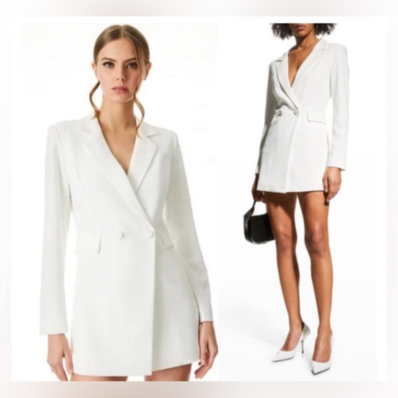 Alice and Olivia Faux Kyrie Tuxedo White Romper Jacket $495 New - Picture 10 of 11